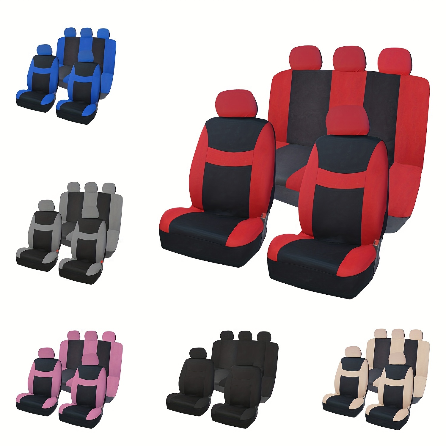 Polyester Fabric Stripe Car Seat Covers Car Front Rear Seat - Temu