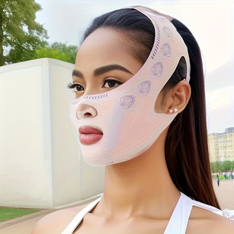 Face Lift Belt, 1pc Face Beauty Mask, Seamless Hemming Design, Ice Silky  Breathable Thin Face Mask V-shaped Face Belt Reusable