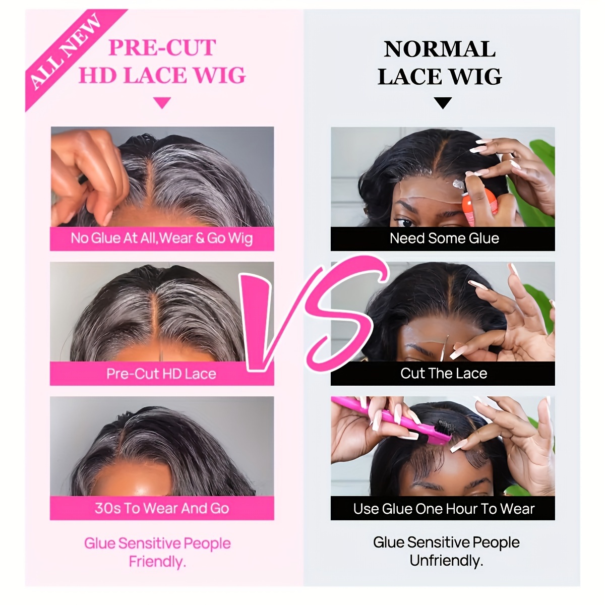 Wear And Go Glueless Wig Kinky Straight Lace Pre Cut 4x4 Hd - Temu