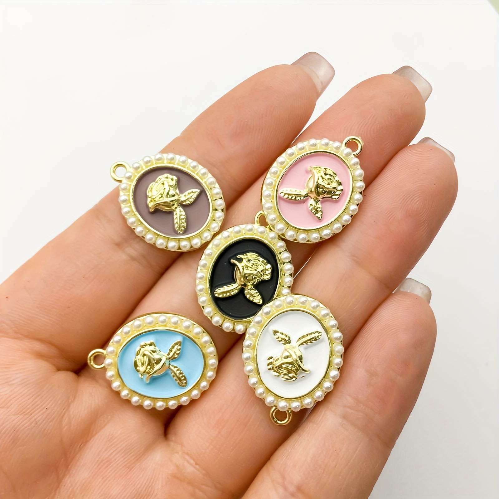 10pcs Alloy Enamel Flower Charms, Golden Plated Connectors, For Jewelry  Making Bracelet Findings Accessories DIY Handmade Craft