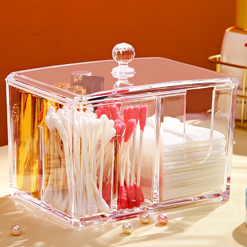 Clear Acrylic Organizer For Bathroom And Cosmetic Storage Cotton Pad