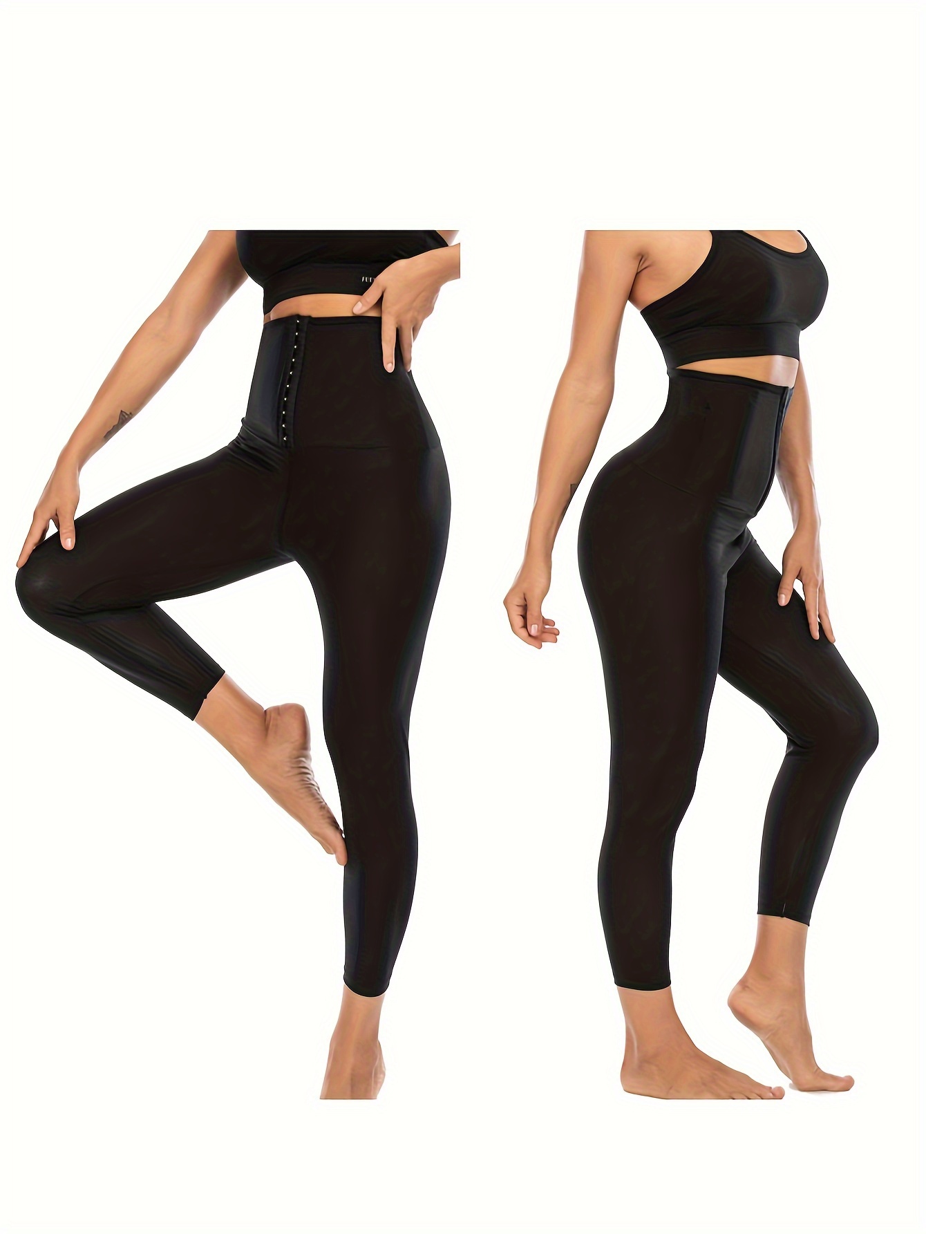 Solid Color High Waist Tummy Control Fitness Sweatpants - Temu