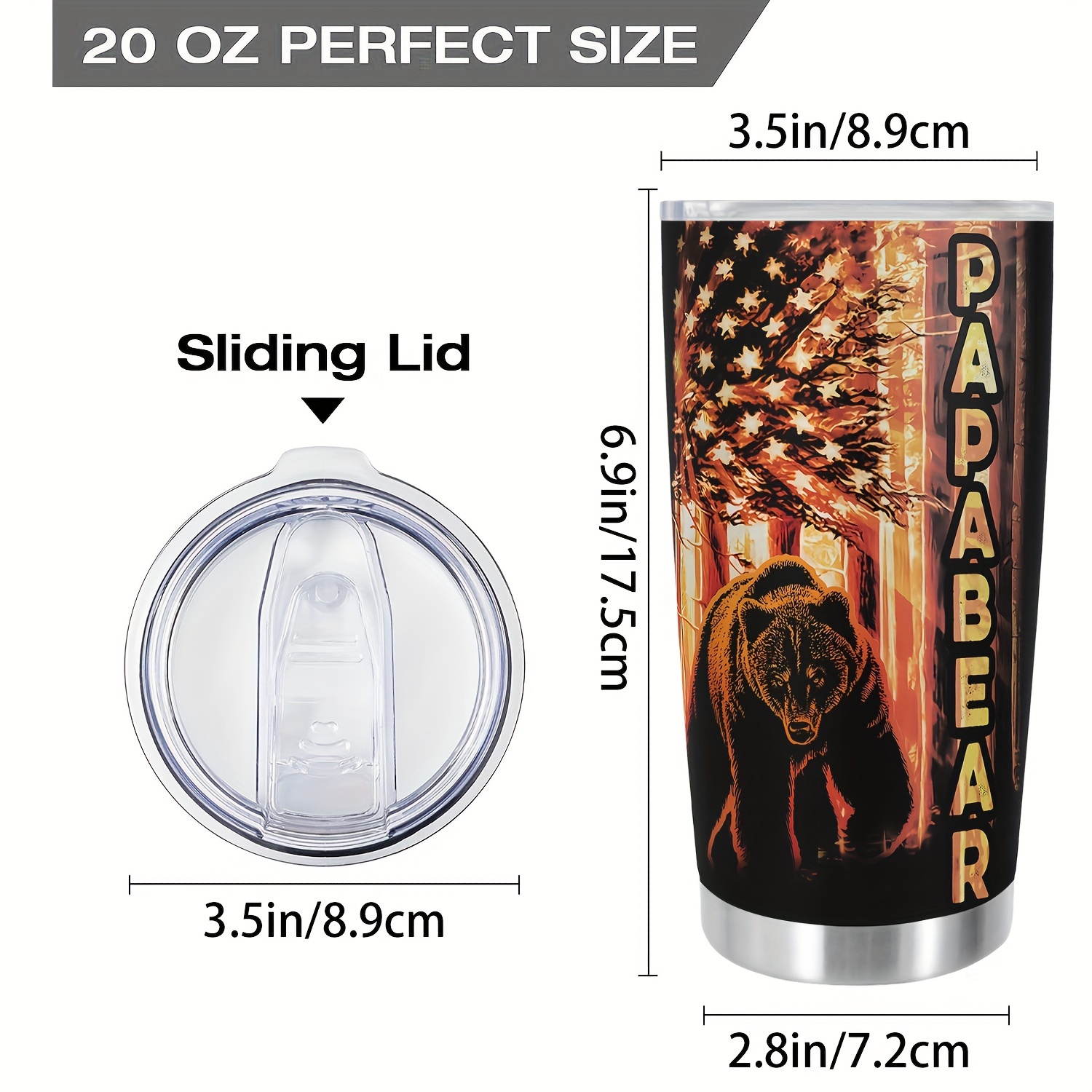 Papa Bear Cup Stainless Steel Tumbler Funny Print Double - Temu