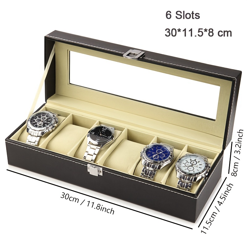 Organizador de caja de reloj con 10 ranuras/estuche de almacenamiento para  relojes para hombre, se adapta a todos los relojes de pulsera y relojes