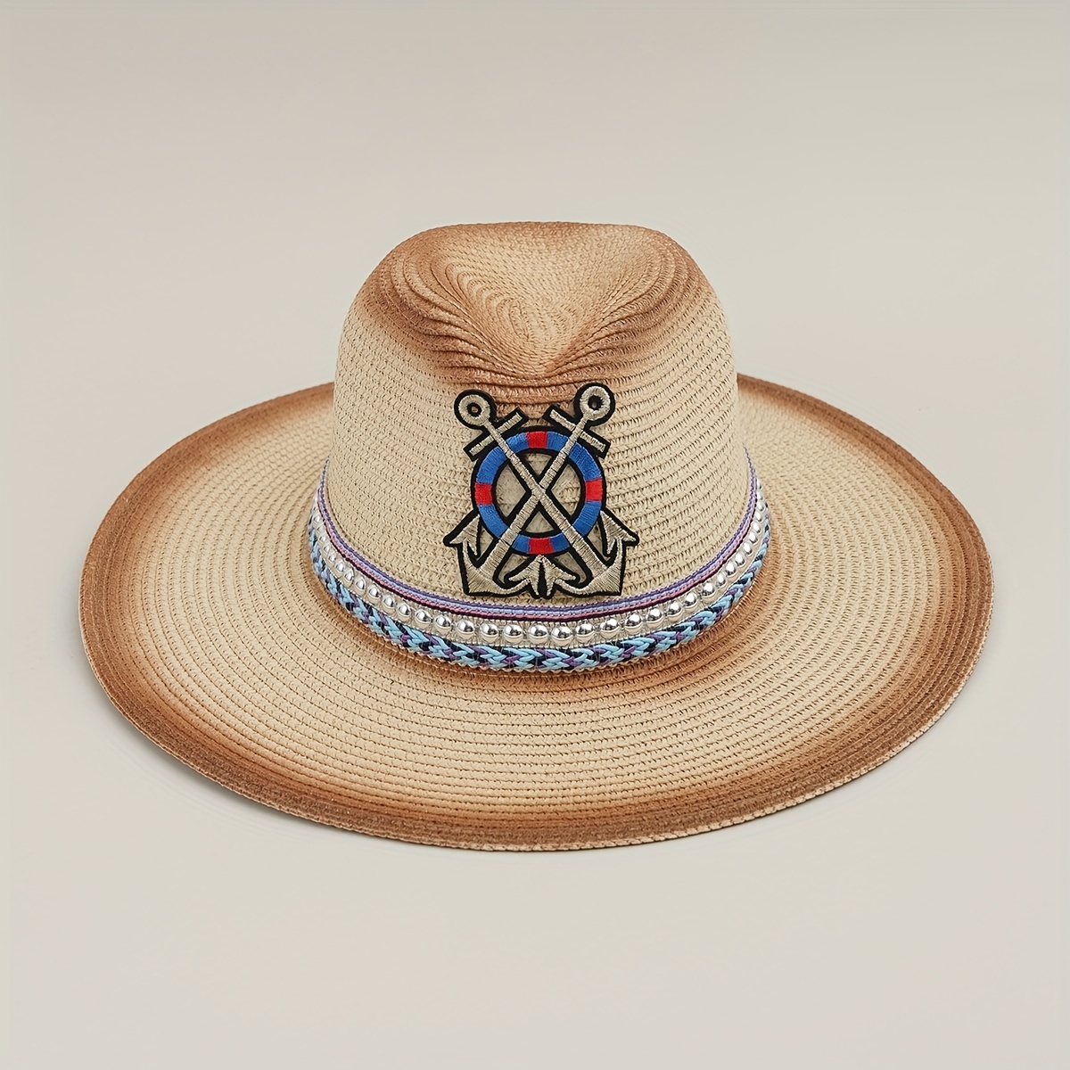 Sombrero de vaquero de paja para hombre, sombrero de vaquero de