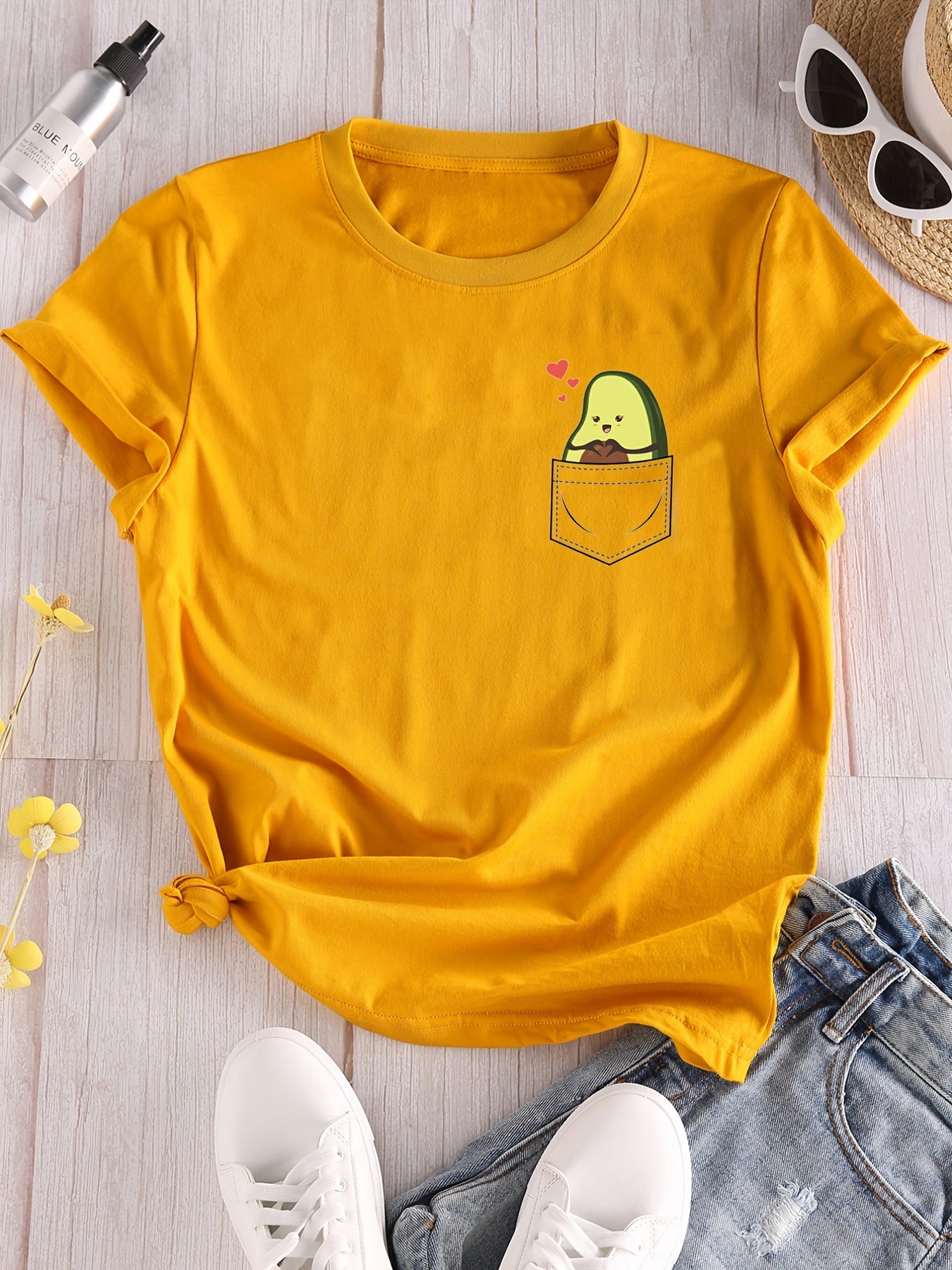 Camiseta de gola redonda com estampa de abacate, casual solta de manga  curta, camisetas de verão da moda, roupas femininas - Temu Portugal, roupas  kawaii shein 