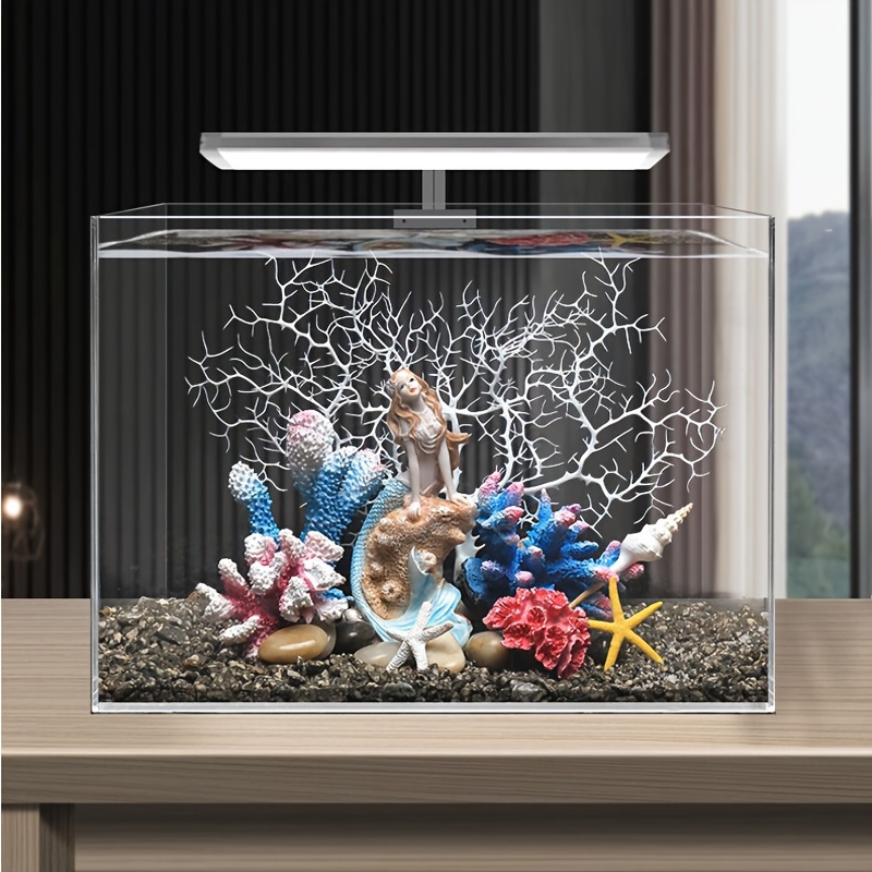 Ciieeo Meerjungfrau Statue Aus Resin - Farbfrohe Aquarium Deko Figur