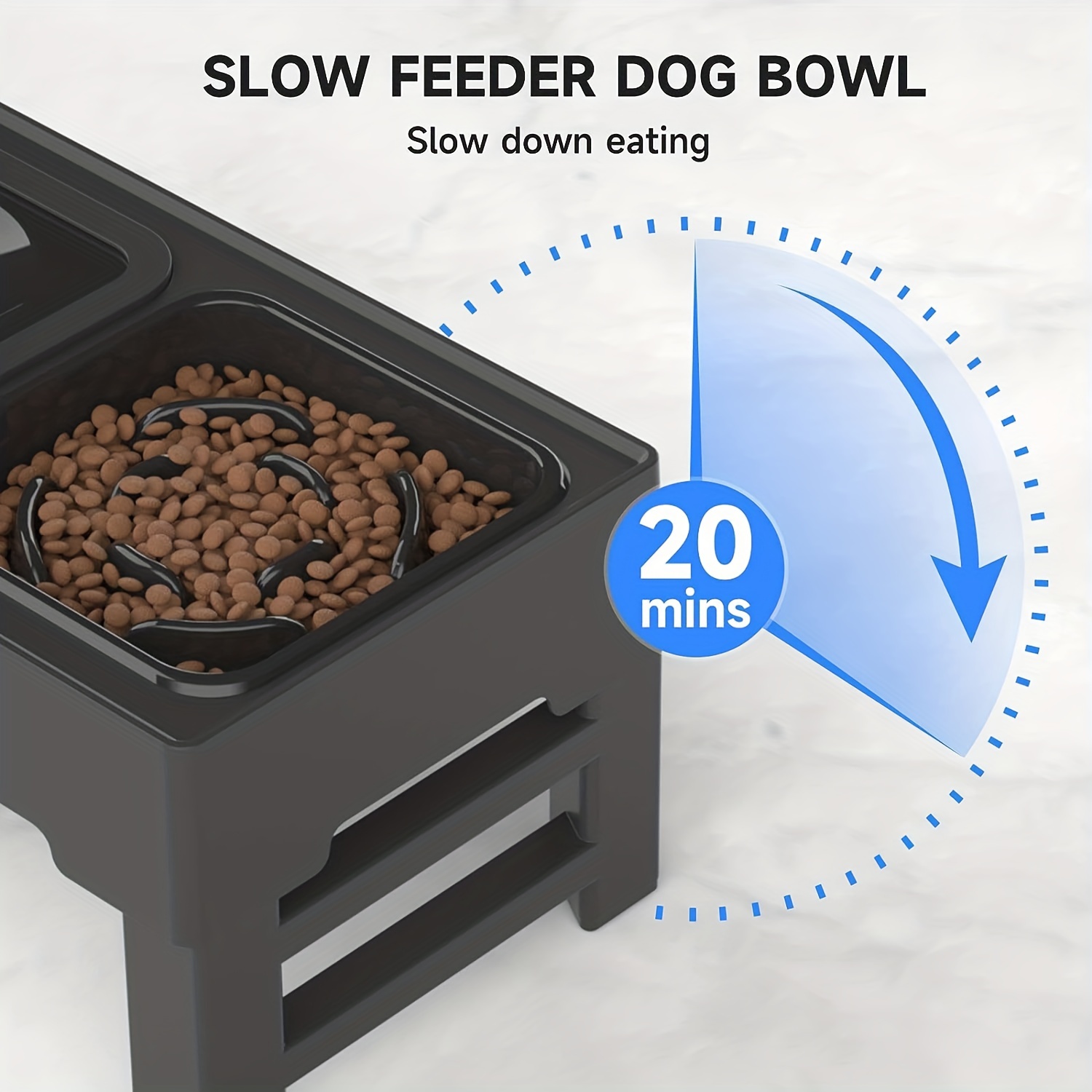 Elevated Dog Bowl Slow Feeder No Spill Water Feeder - Temu