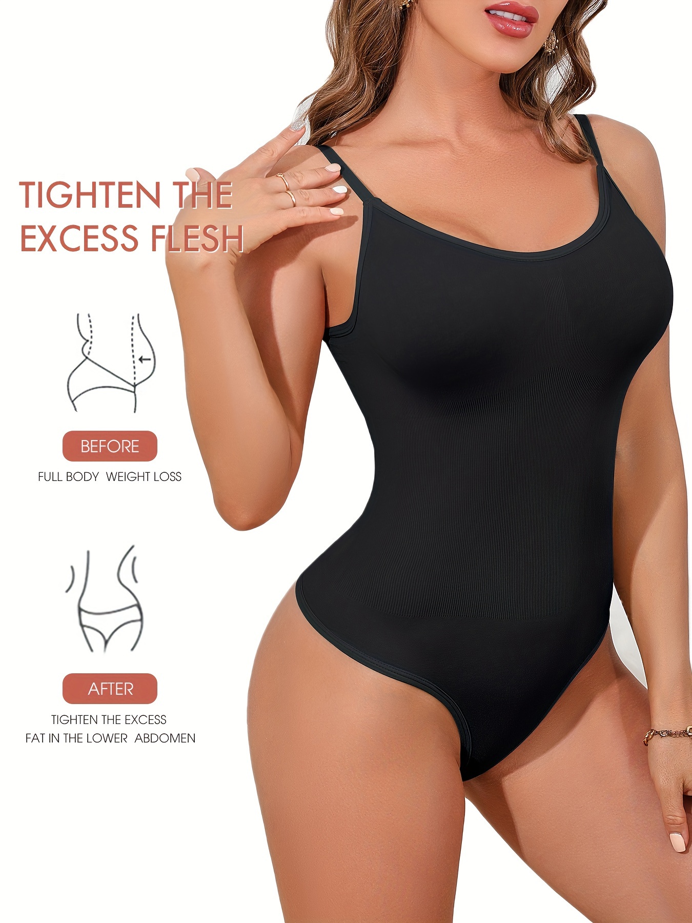 Solid Round Neck Shaping Thong Bodysuit Simple Soft Tummy - Temu Canada