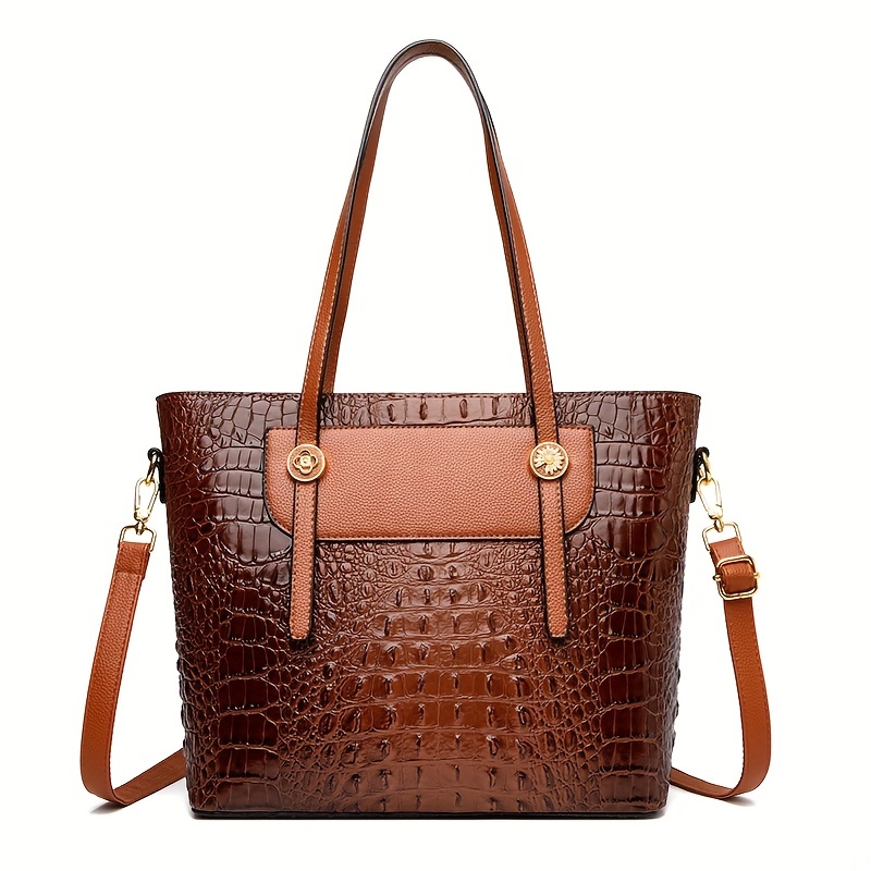 Ombre Crocodile Embossed Handbag, Classic Style Crossbody Bag, Women's  Leather Satchel Purse - Temu Australia