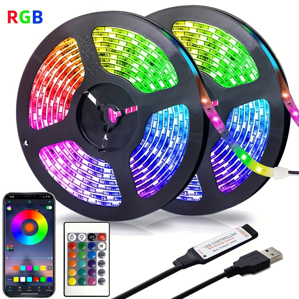 RGB LED Strip Light RGB 5050 SMD Flexible Ribbon fita led light strip RGB  5M 10M 15M Tape Diode DC 12V Remote Control Adapter