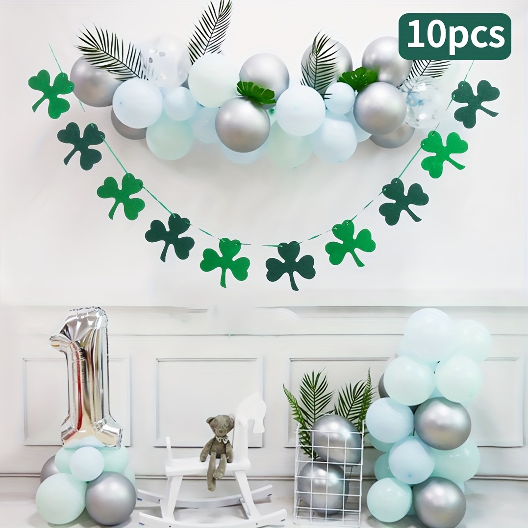 

1pc St. Patrick 's Day Decorations Green Clover Banner Hanging Shamrock Decorations For St Patricks Day Lucky Irish Party Supplies Green And Light Green Color Easter Gift