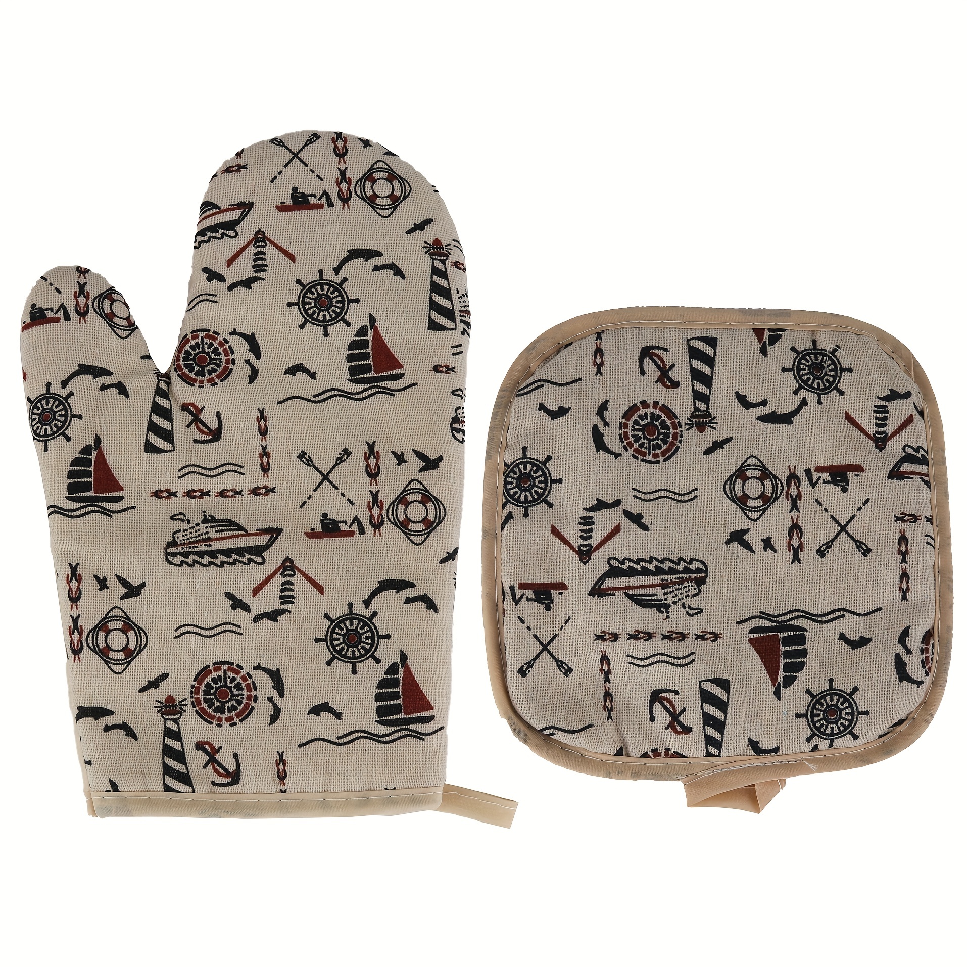 Sailboats Oven Mitts And Potholders, Beige Background, Non-slip Heat  Resistant Oven Gloves For Cooking And Baking, Hot Pads For Hot Pans And  Pots, Linen Fabrics, Home Kitchen Supplies - Temu