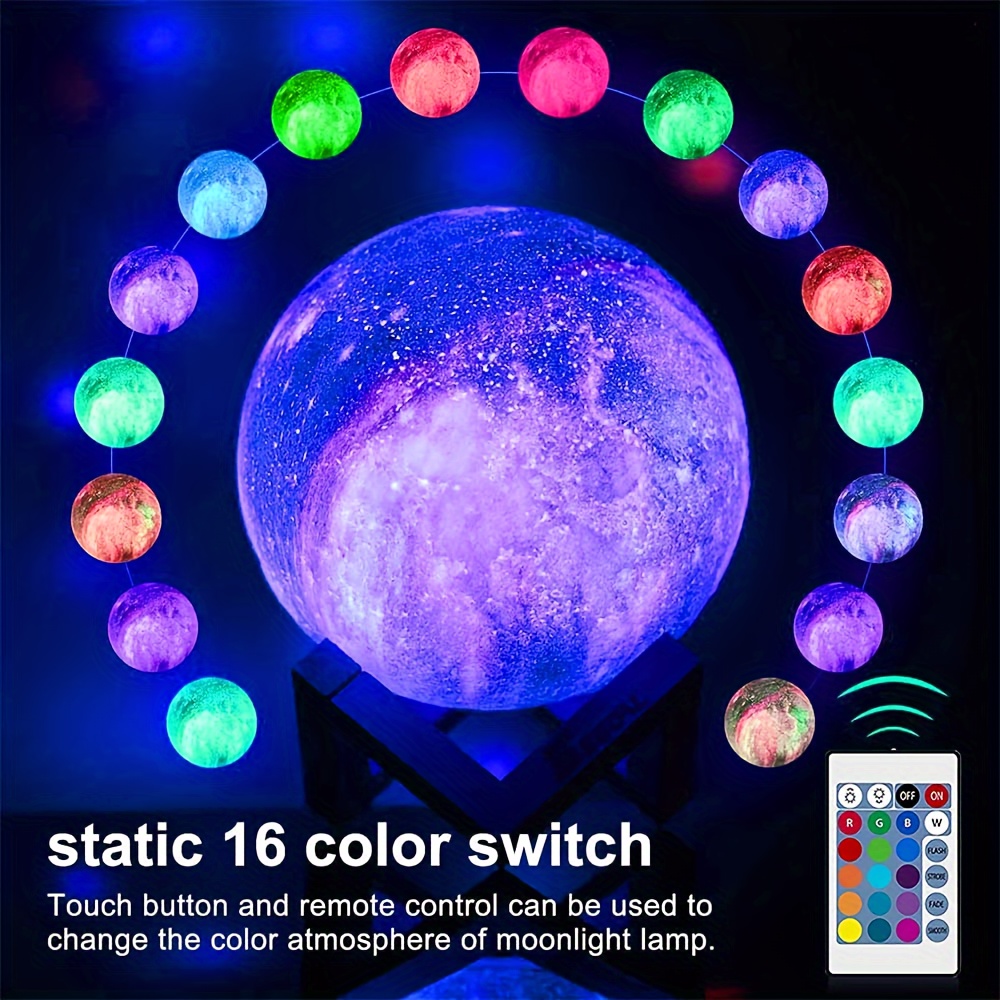 Mondlampe Lava Lampe Nachtlicht Galaxie Lampe16 LED Farben mit Holzständer  Fernbedienung / Touch-Steuerung und USB wiederaufladbare Geschenke für  Mädchen Jungen
