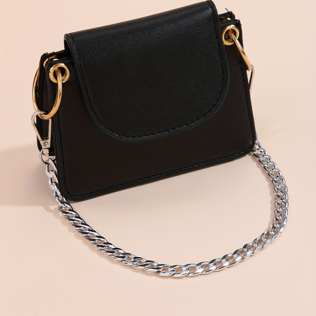 Black Leather Purse Chain, Metal Shoulder Handbag Strap, Replacement Handle  Chain, Metal Crossbody Bag Chain With Leather Strap JS007
