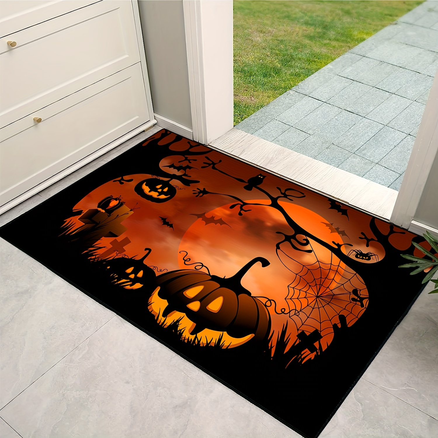 Halloween Decor Area Rug, Pumpkins Entrance Carpet Door Mat, Non-slip Floor  Mats Indoor Outdoor Home Decor, Fall Home Decor - Temu