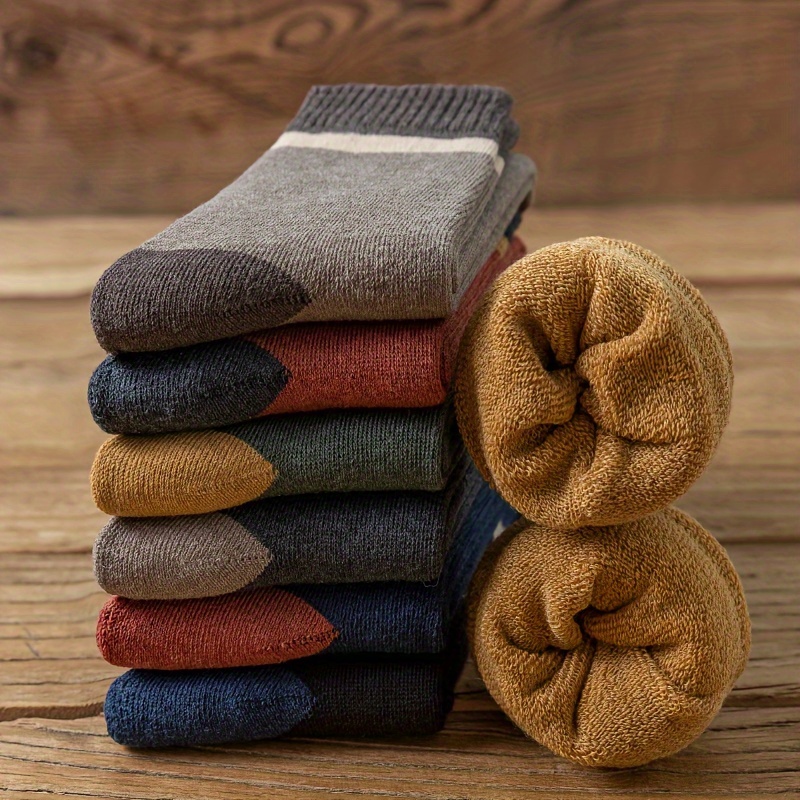 

10 Pairs Of Men's Mid-calf Socks, Thickened And Fleece-lined Socks For Autumn And Winter, For .