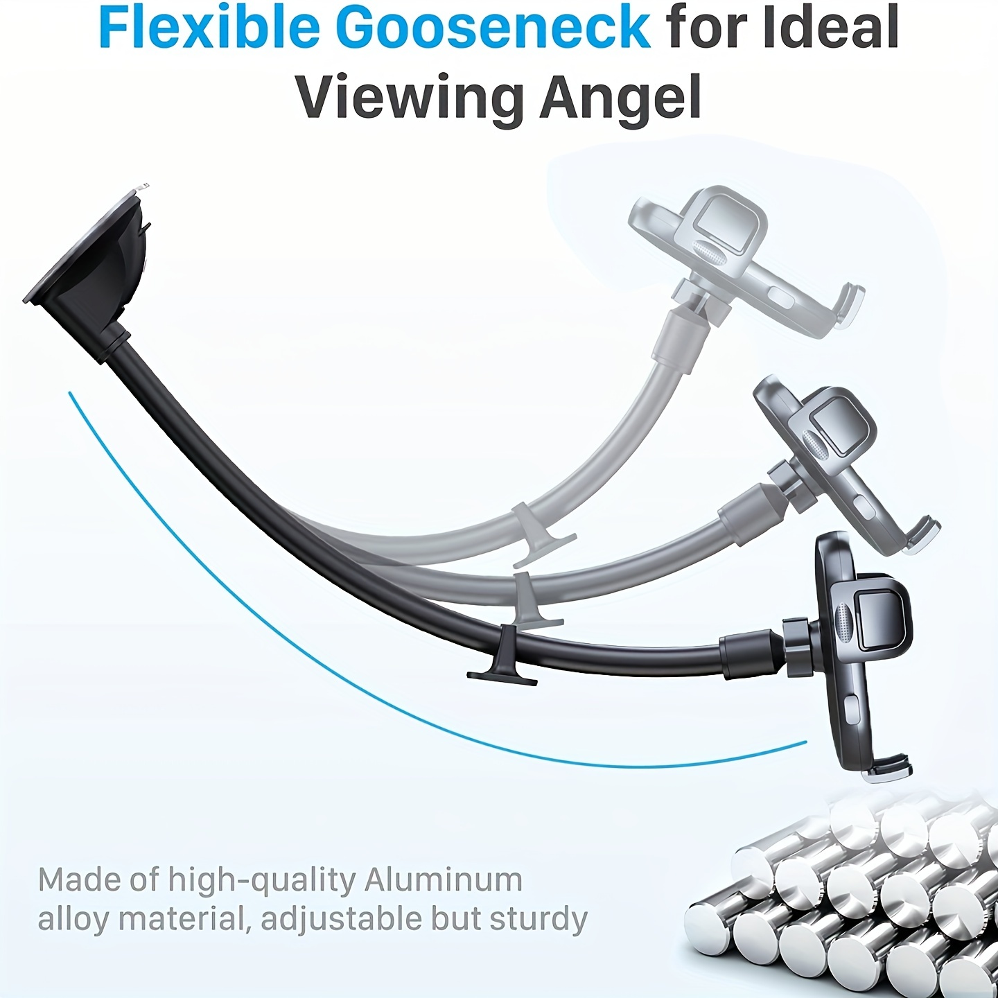 Car Phone Holder with Strong Suction Cup Gooseneck Mount