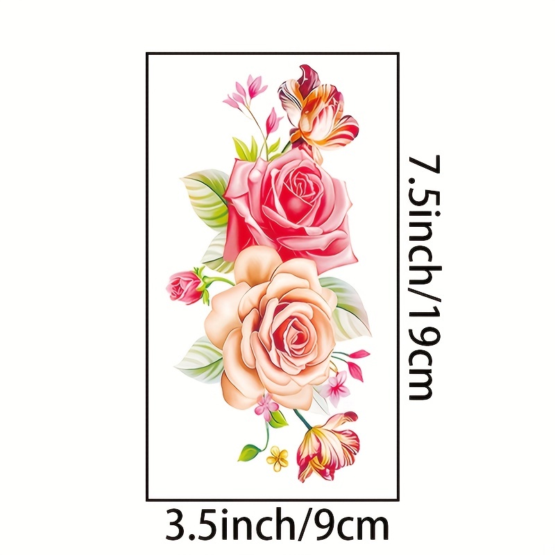 Peony Rose Flower Temporary Tattoo Stickers For Women Girls - Temu