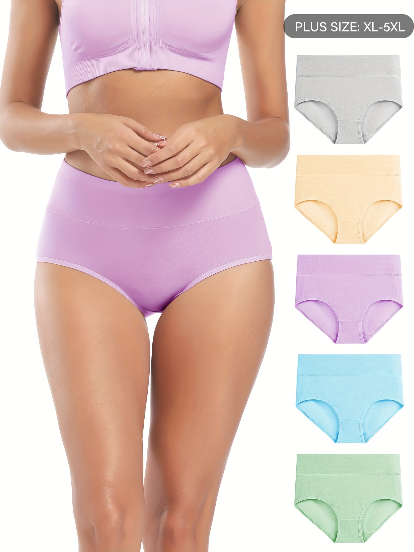 5pcs Solid Simple Boyshorts Panties, Comfy & Soft High Waisted Full Cover  Panties, Women's Lingerie & Underwear