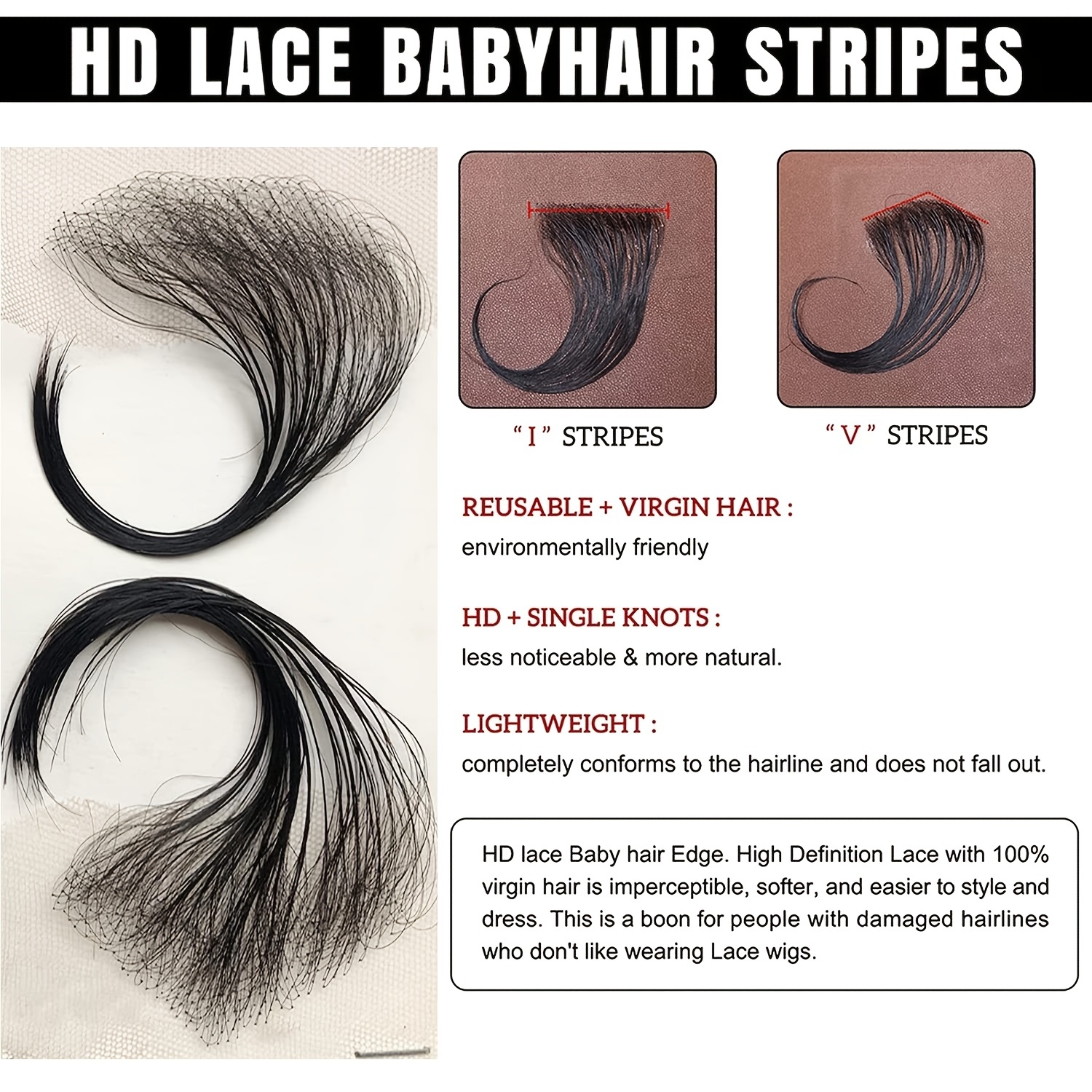 Soft Natural Human Hair Baby Hair Edges Women Lace Edges Temu