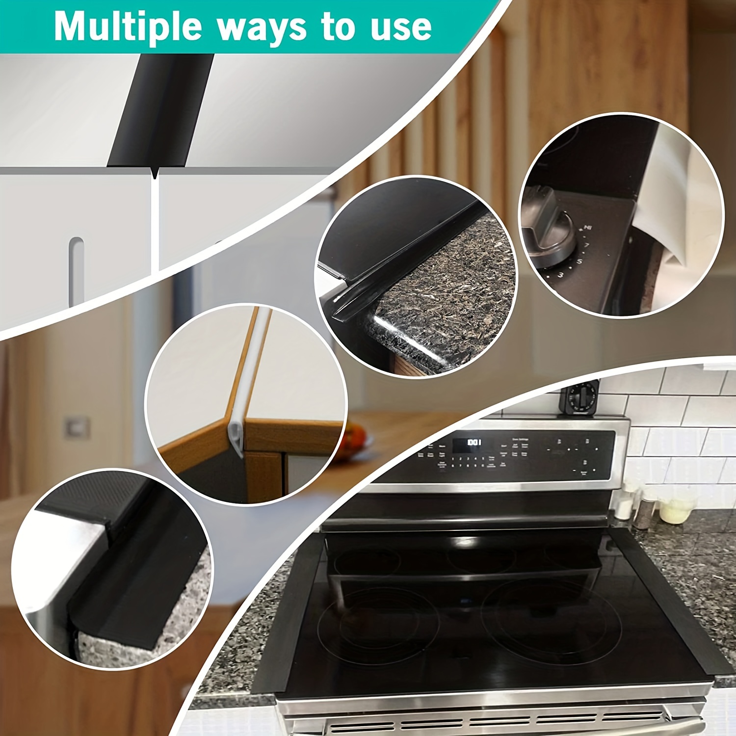  Stove Gap Covers Kitchen Counter Gap Covers (25 Inch, 2 Pack)  Heat Resistant Oven Gap Filler Seals Gaps Between Stovetop and Counter,  Easy to Clean, Black : Appliances