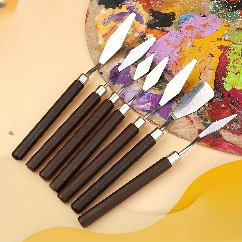 GMMA 7Pcs Painting Knives acrylic paint palette Stainless Steel Spatula pour  painting supplies for Oil Canvas acrylic paint