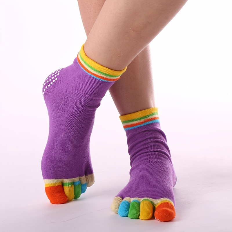Pink Rainbow Stripe Toe Socks