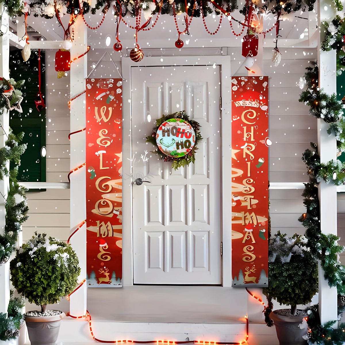 Christmas Decor Christmas Porch Sign Grinch Christmas Hanging for Indoor  Outside Front Door Living Room Kitchen Wall Party 