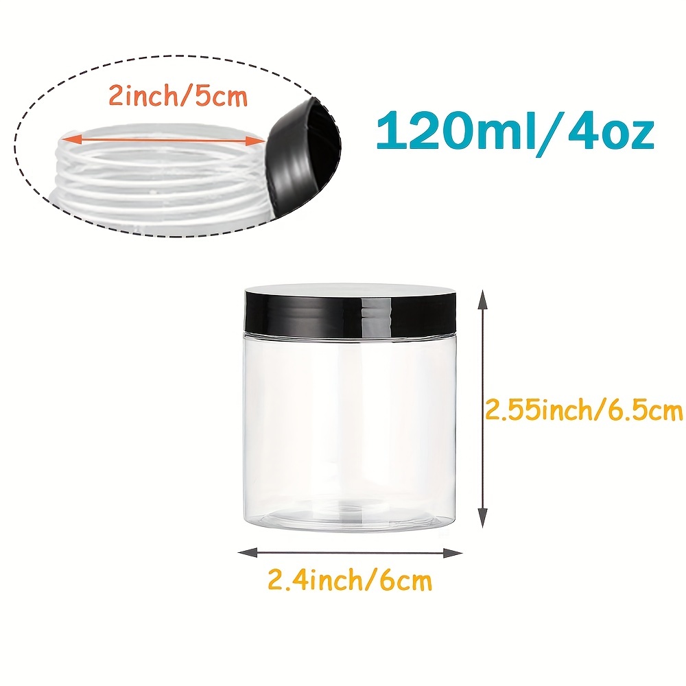 6 Pack Plastic Pot Jars Round Clear Leak Proof Plastic Cosmetic Container  Jars with Lid for