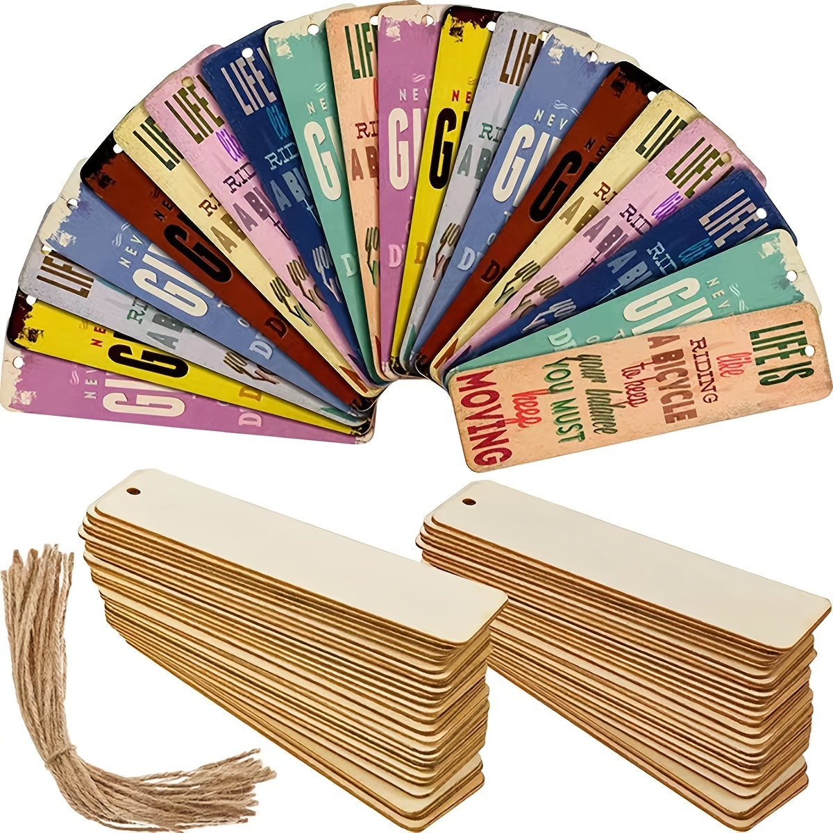 Wooden Craft Blank Diy Rectangular Bookmark Hemp Rope - Temu Canada