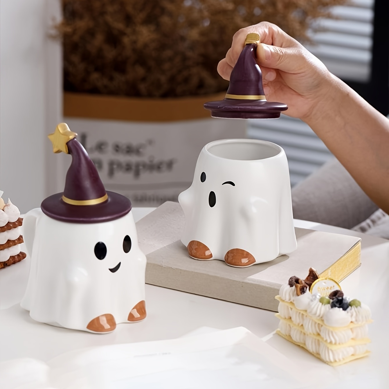 Halloween Ghost Coffee Mug Ceramic Coffee Cups Cute Kawaii - Temu