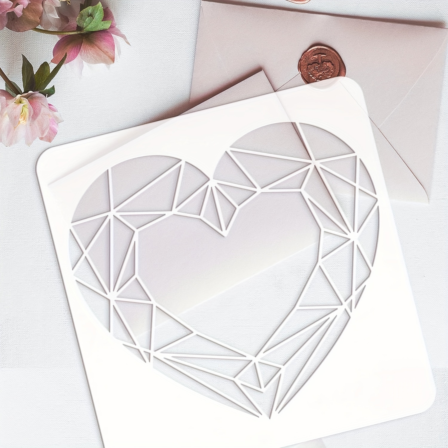Heart Stencils Template Plastic Mandala Heart Drawing Painting Stencils  Square Reusable Stencils for Painting on Wood Floor Wall and Tile 