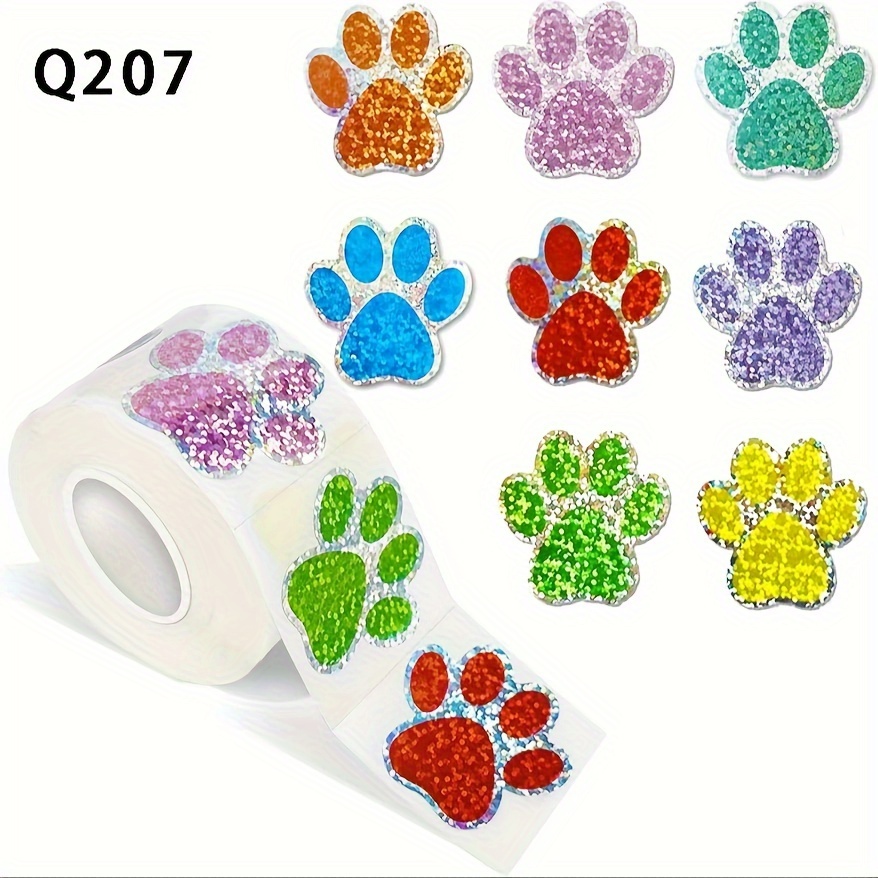 500pcs Colorful Dog Paw Print Stickers Waterproof Puppy Paw Labels Stickers  Fun Dog Stickers for Kids Roll - 1 -inch 