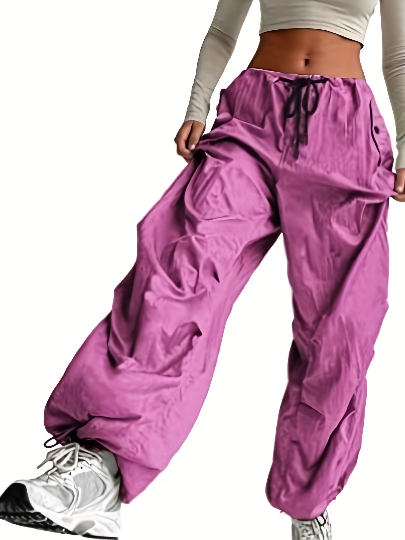 Pantalones cargo para mujer, holgados, de cintura baja, con cordón,  casuales, de moda, para verano, Y2K, pantalones elegantes y holgados – Yaxa  Colombia