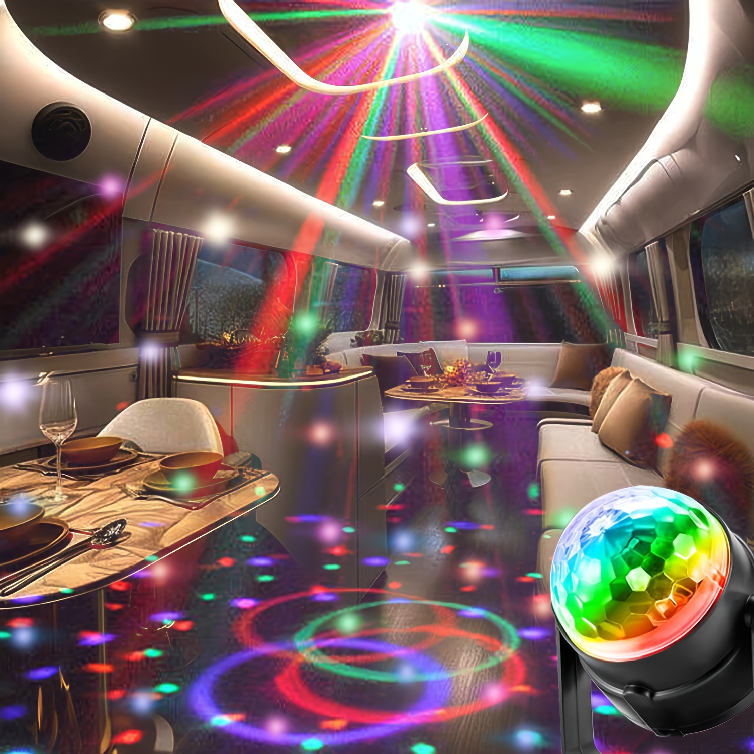 Luditek Sound Activated Party Lights with Remote Control Dj Lighting RBG  Disco Ball Strobe Lamp 7 Modes Stage Par Light for Home Room Dance Parties