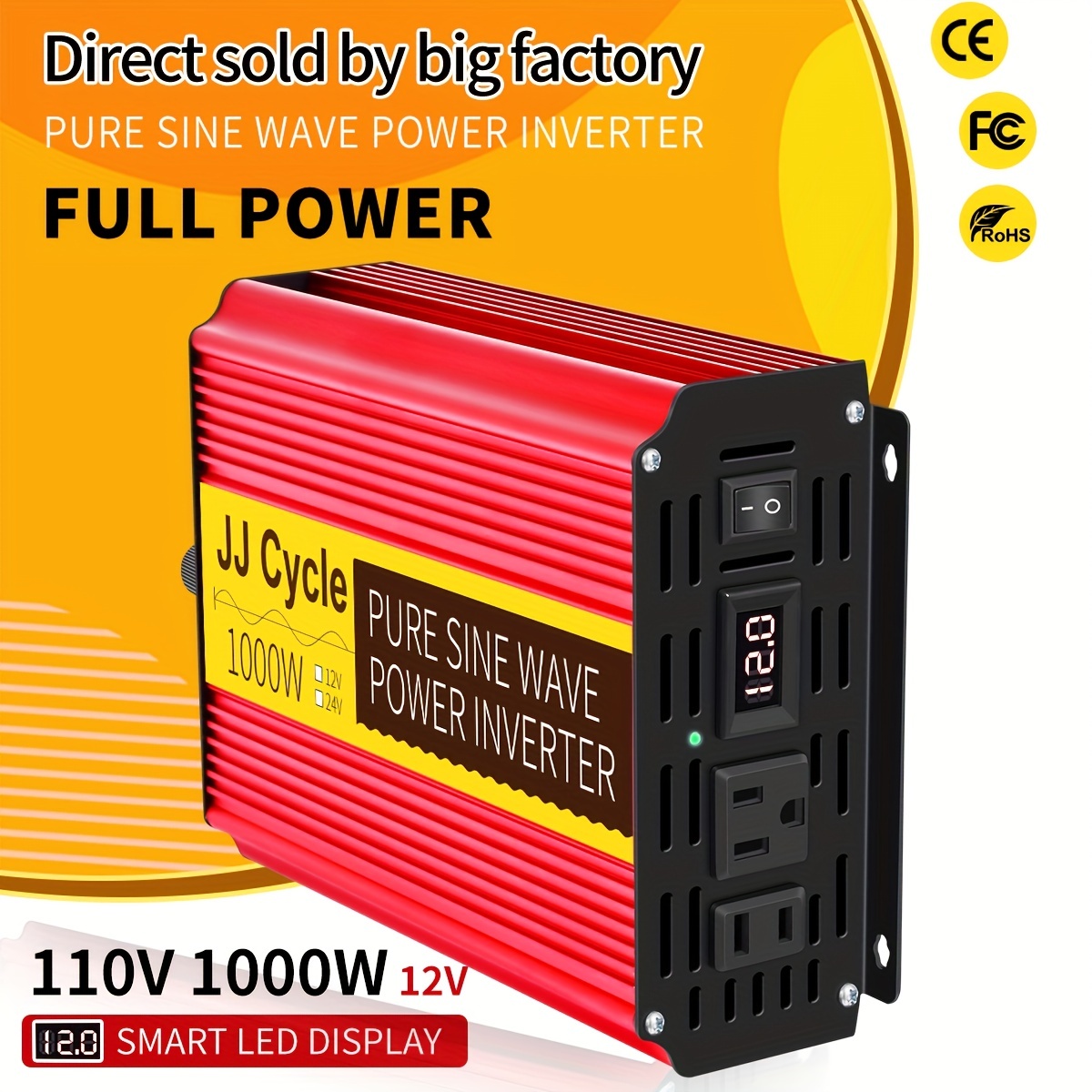 純粋な正弦波パワーインバーター 12V/24V に 110V 60HZ 500W 1000W 1500W 2000W DC から AC  電圧コンバータ電源