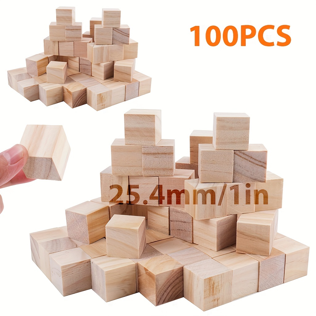 Wood Blocks For Crafts Wood Cubes Natural Wooden Blocks Wood - Temu
