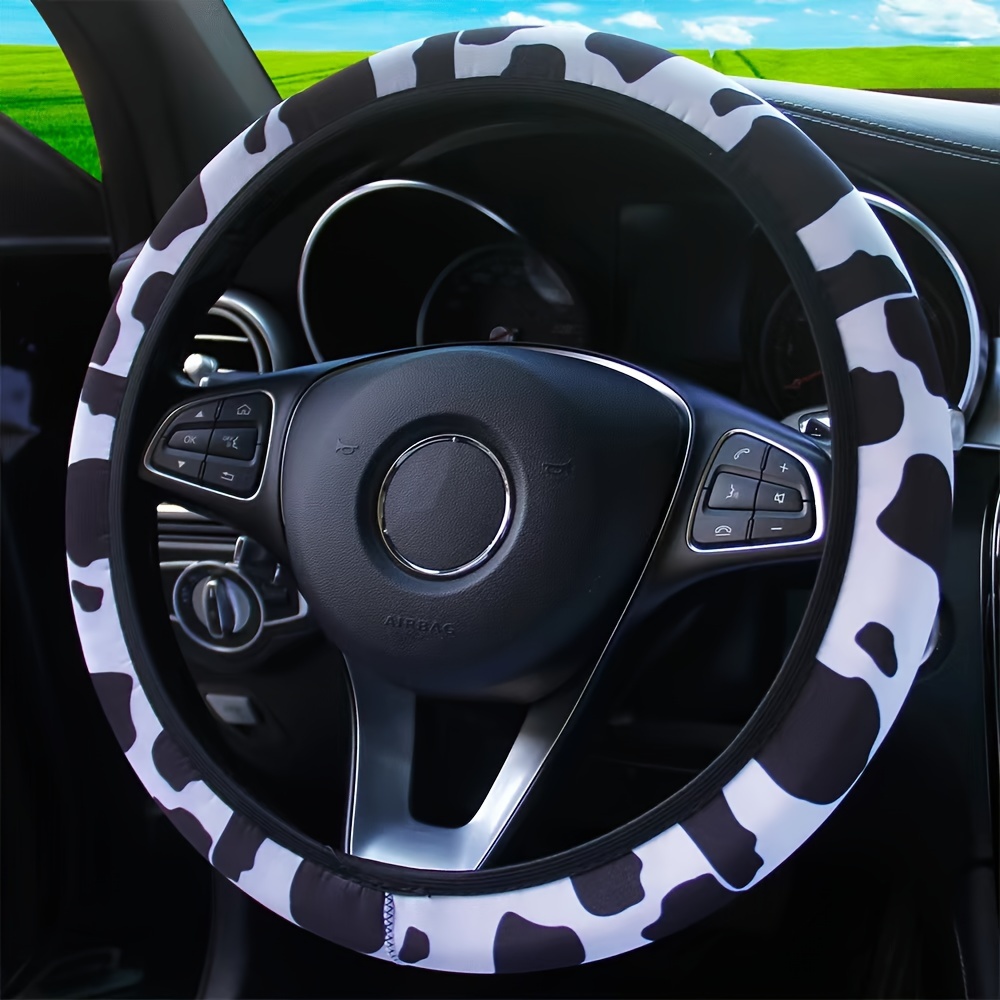 Cow Pattern Plush Car Steering Wheel Cover Without Inner - Temu