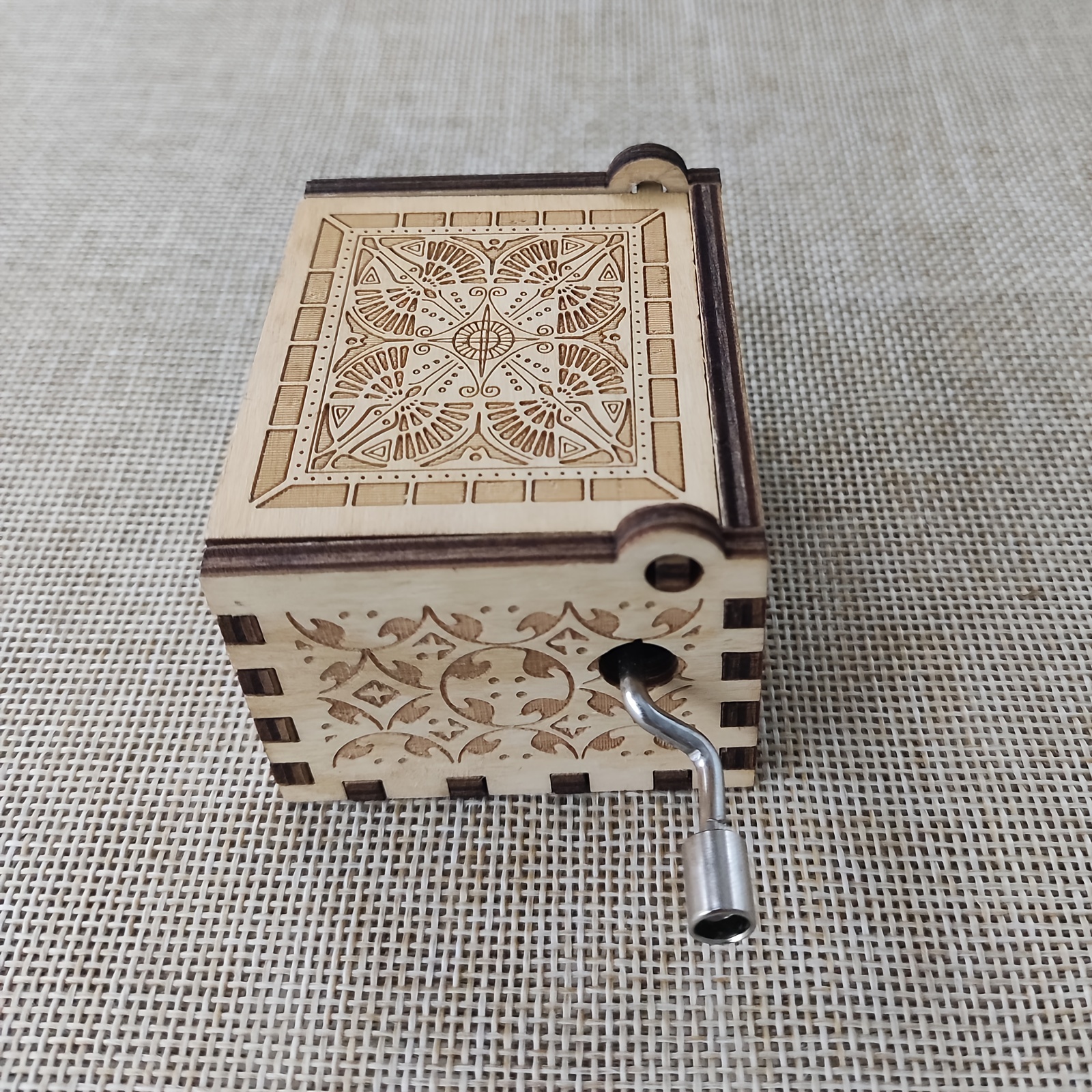 Caja de música pequeña con manivela de 18 notas, caja musical tallada de  madera, Play Let it Go, marrón