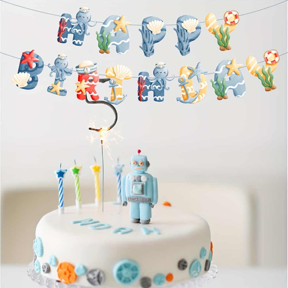 Underwater Themed Birthday Party Decorations Including Flags