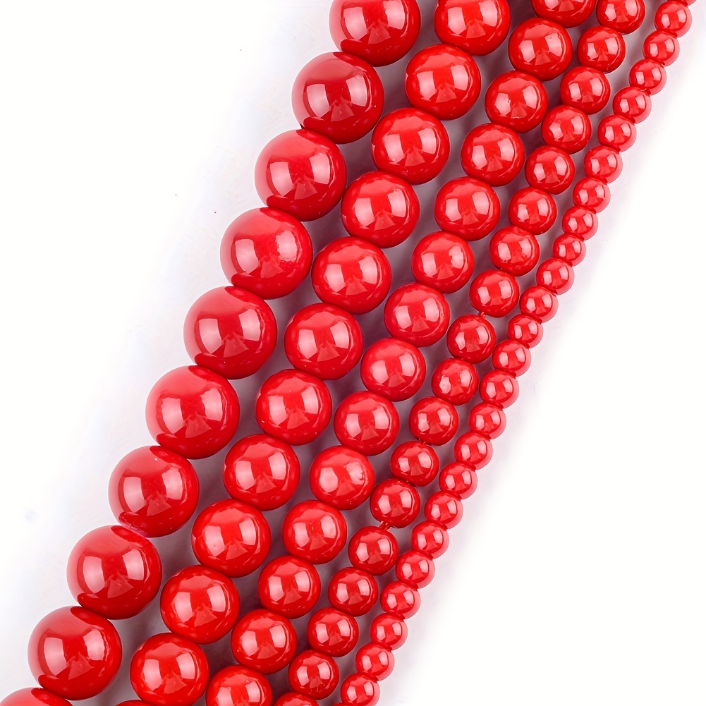 6/8/10/12mm Red Coral Stone Beads Round Loose Beads For Jewelry Making DIY  Necklace Bracelet Earring Accessories