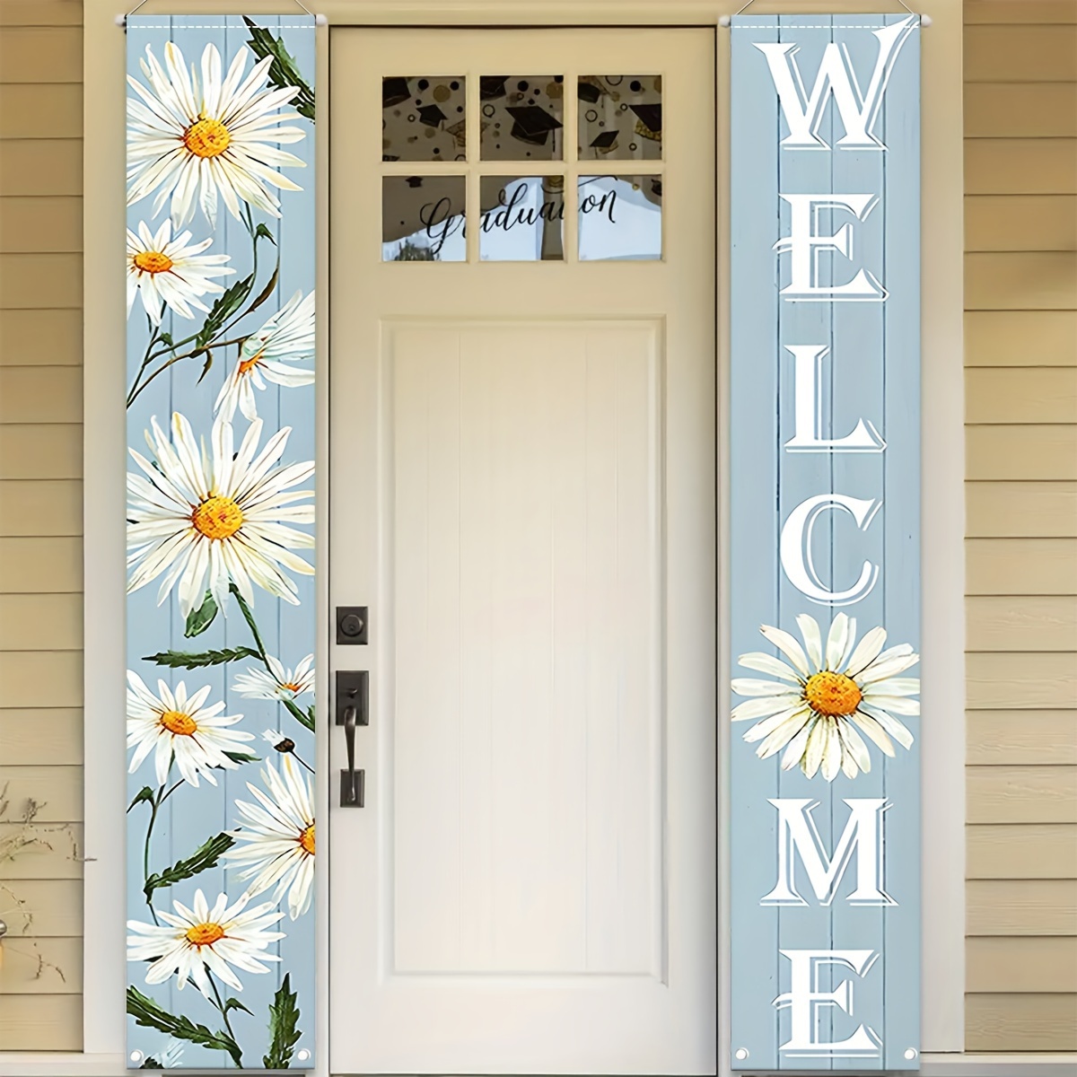 Daisy Porch Sign Summer Welcome Door Sign Light Blue White - Temu