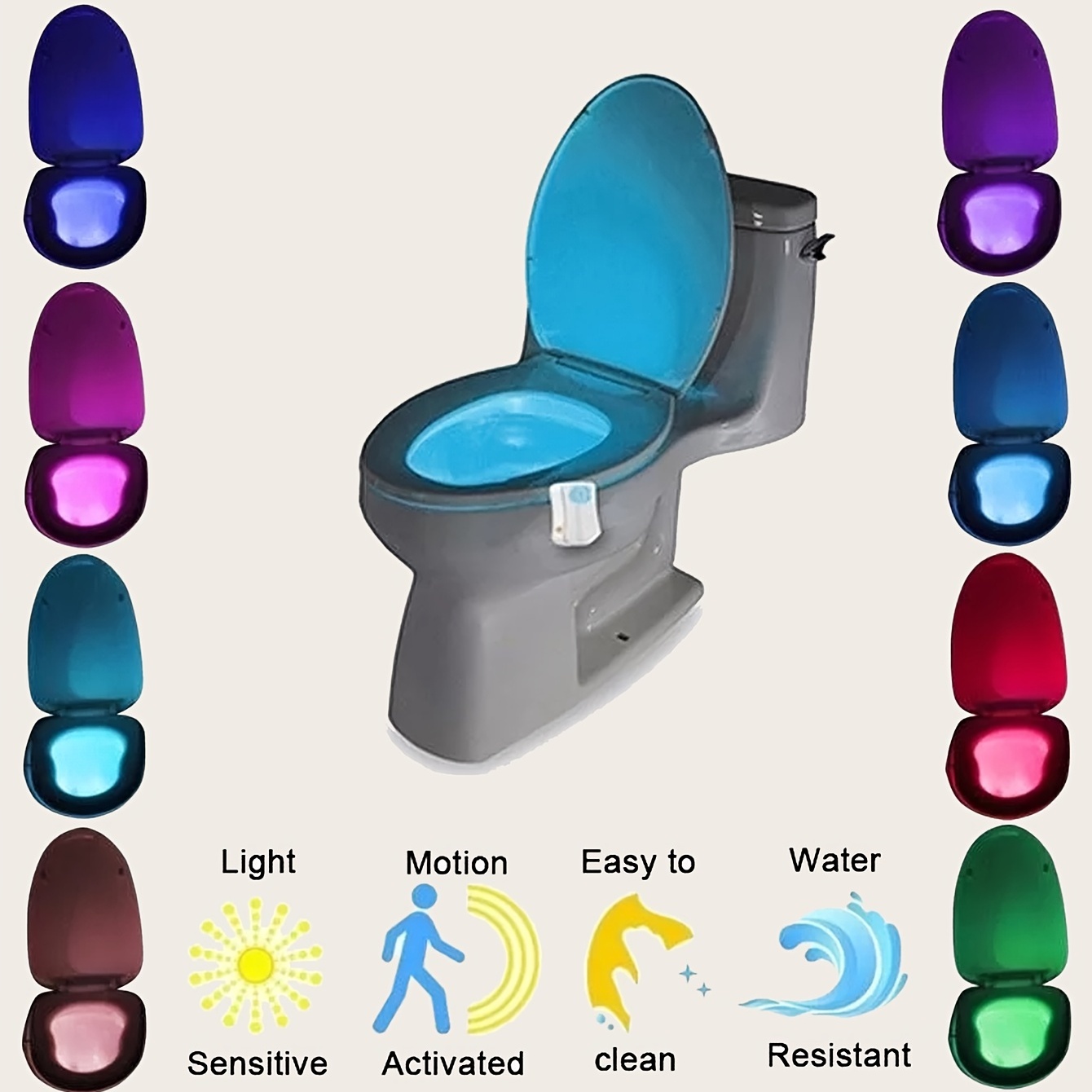 1pc led toilet bowl light motion sensor activated color changing bathroom bowl light without batteries details 4