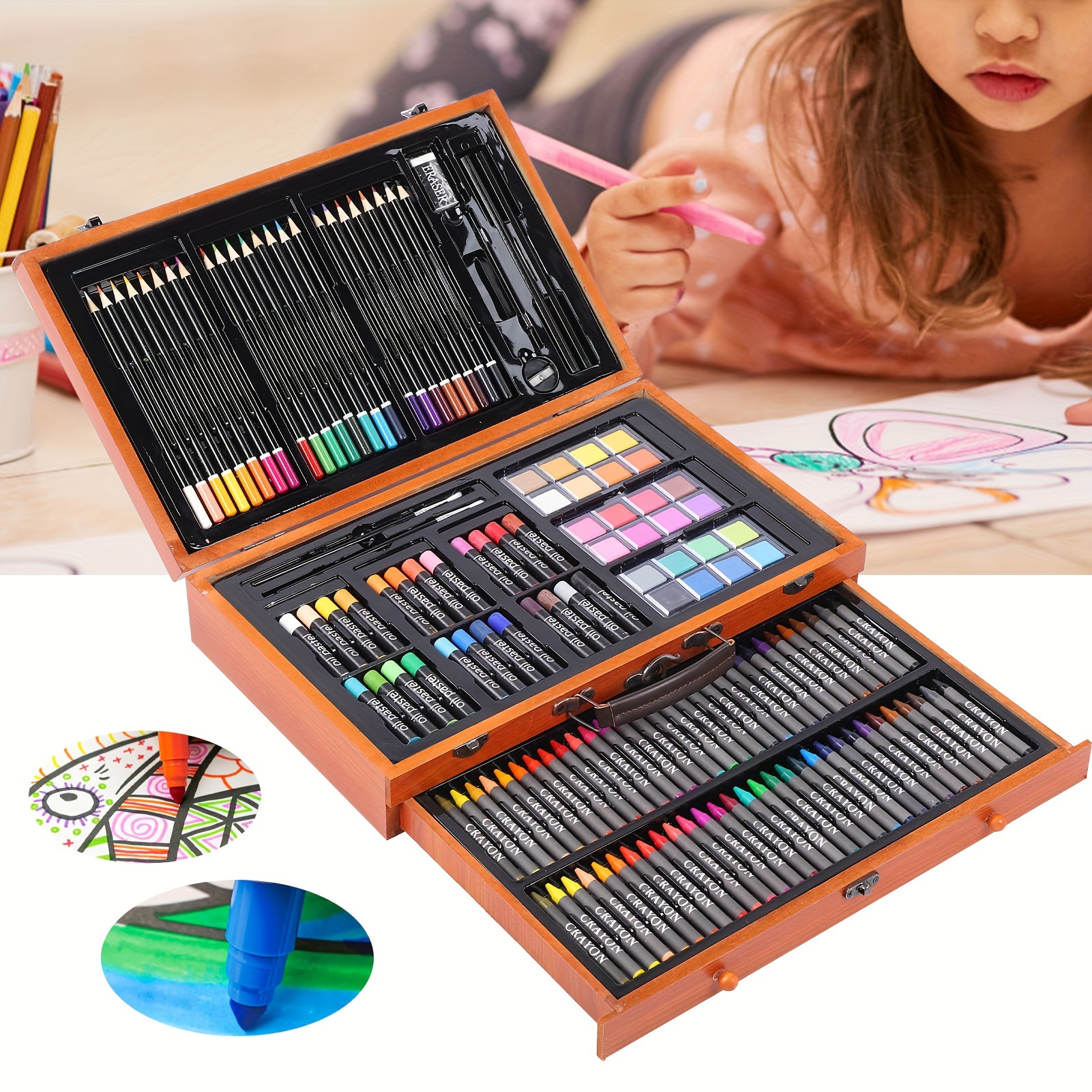Drawing Art Set Painting Color Artist Kit 142 Pcs Pencil Crayon