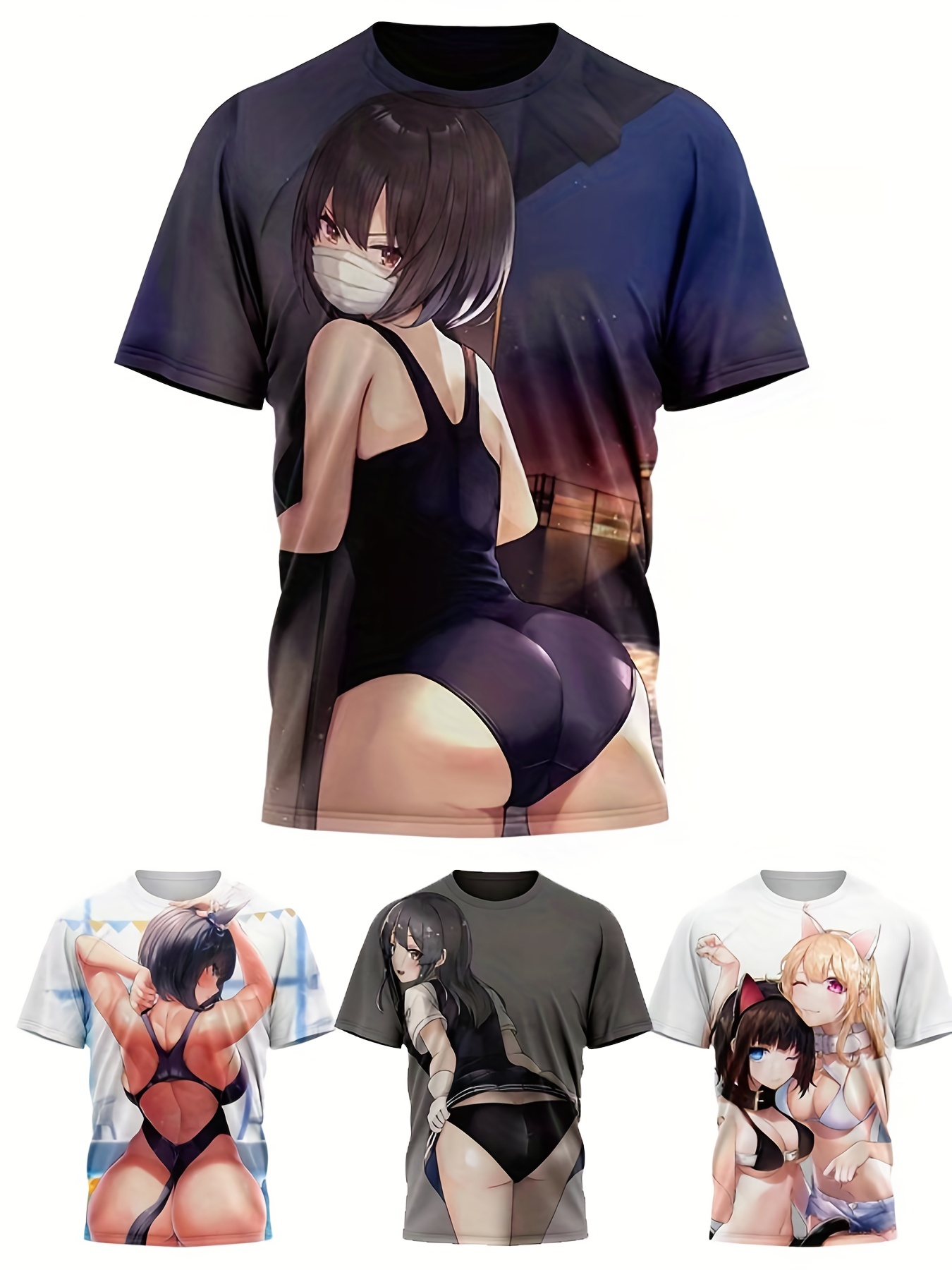 Anime Ahegao Printed Underwear Women Sexy Low Panties Gray And