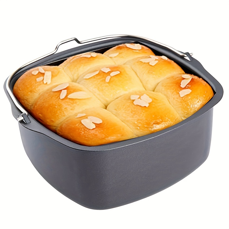 1pc Round Non-stick Silicone Air Fryer Basket Cake Bread Toaster Mold