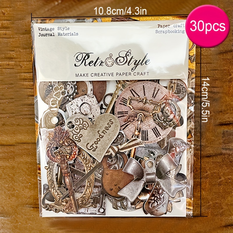 Image of 30pcs Retro Hard Card Mechanical Aesthetic Paper 4.3in X 5.9in Patternsingle-sided Decoupage Paper Pad For Crafts Journalingscrapbook Supplies Gift Wrapping Album Art Decorative Craft Paper