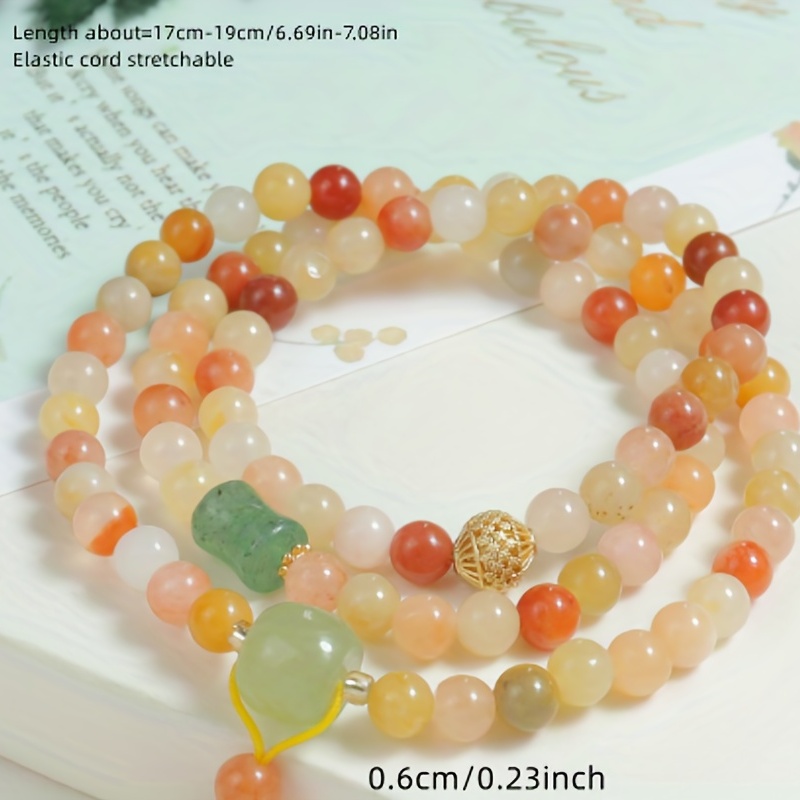 Trendy Classic Jade Colorful Round Beads Decorative Bracelet For Men, Holiday Birthday Gift For Boyfriends / Girlfriends