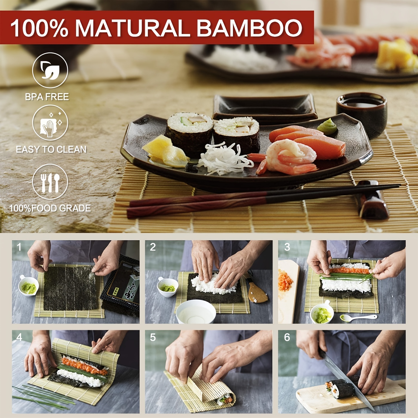 Diy Sushi Making Kit - Includes Bazooka Maker, Rolling Mat